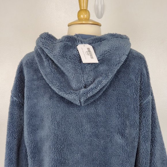 Culture Code Fiona Slate Blue Hoodie Hooded Sherpa Bomber Jacket NWT Size M - Picture 7 of 14